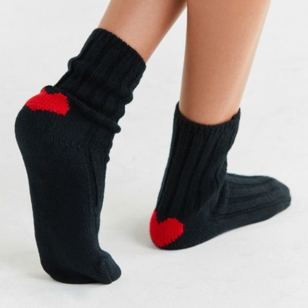 Urban Outfitters Black and Red Heart Socks
